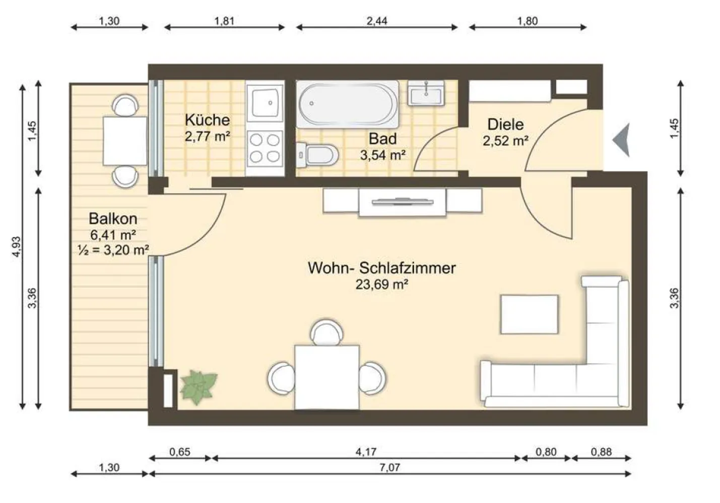 1 Zimmer Wohnung mit 36 m² in München – Bild 4