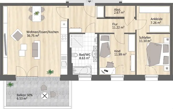 3 Zimmer Wohnung mit 97 m² in Chemnitz – Bild 2
