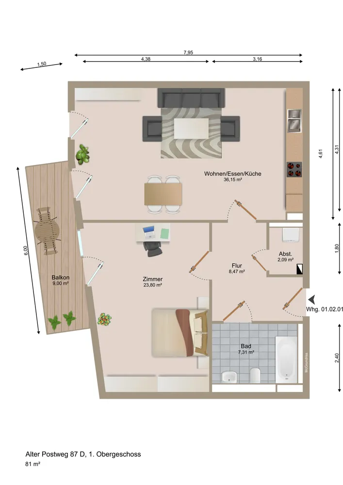 2 room apartment with 81 m² in Hamburg – Photo 3