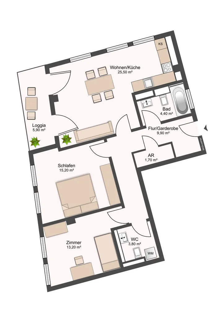 3 room apartment with 76 m² in Dresden – Photo 2