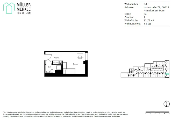 1 Zimmer Wohnung mit 23 m² in Frankfurt am Main – Bild 11