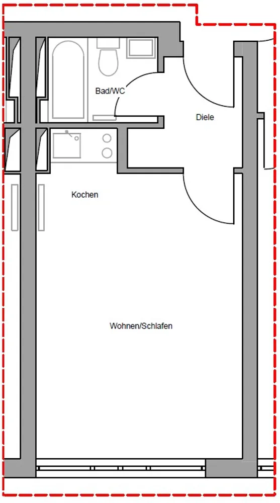 1 Zimmer Wohnung mit 25 m² in München – Bild 3