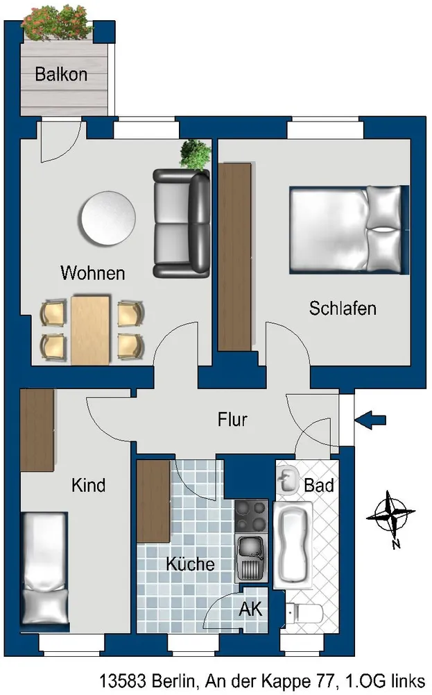 3 room apartment with 56 m² in Berlin – Photo 2