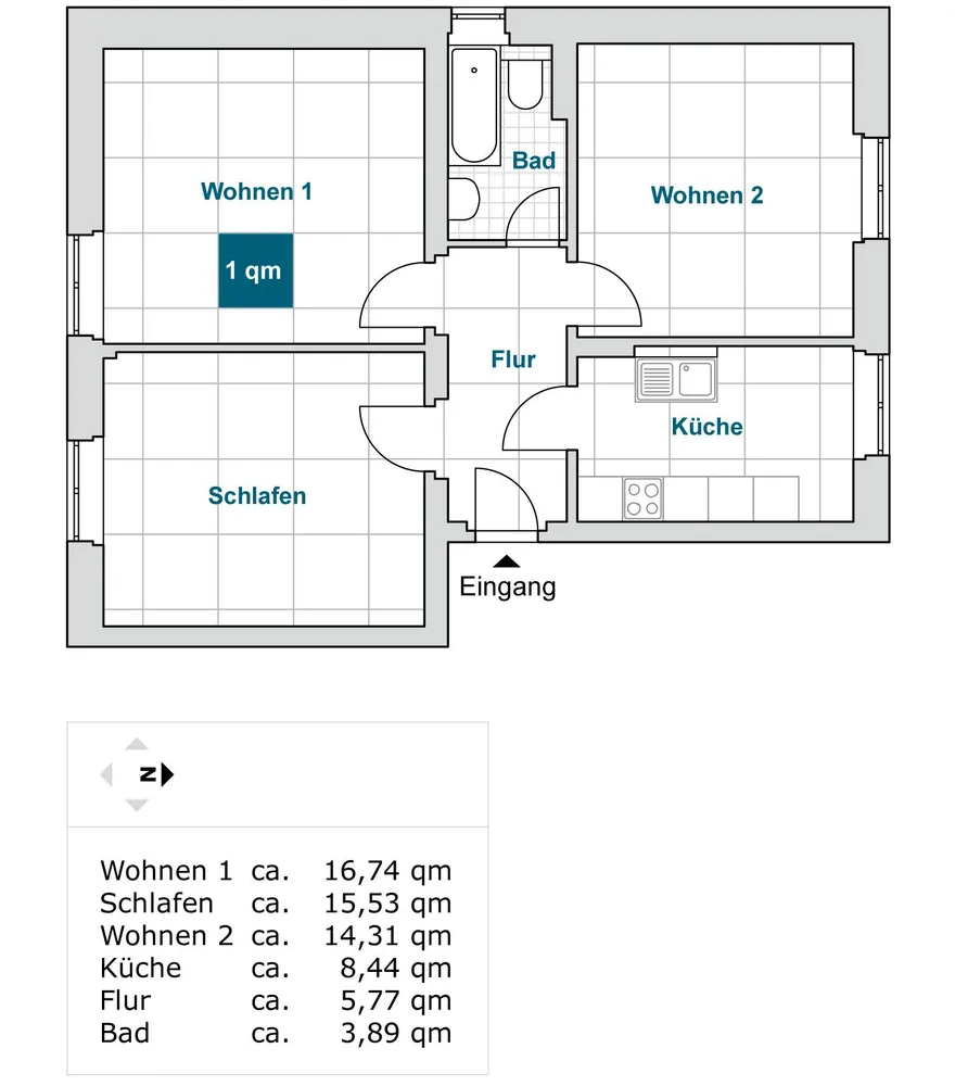 3 Zimmer Wohnung mit 65 m² in Dresden – Bild 2