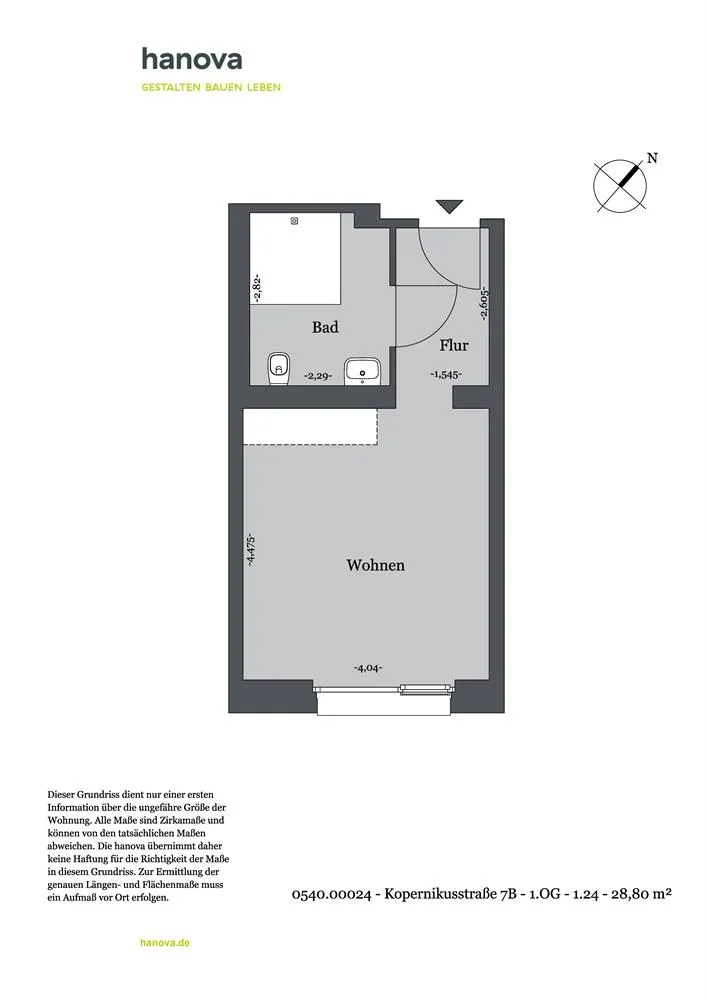 1 Zimmer Wohnung mit 29 m² in Hannover – Bild 2