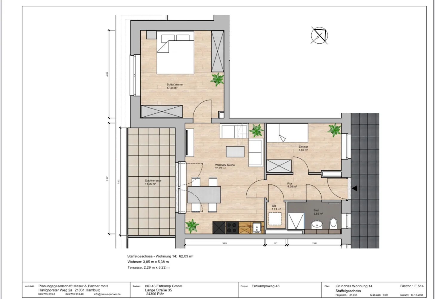 3 Zimmer Wohnung mit 62 m² in Hamburg – Bild 1
