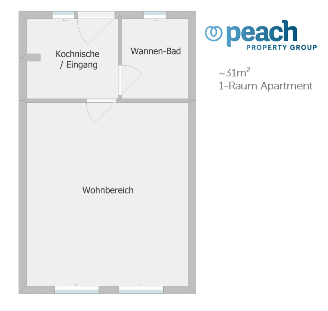 1 Zimmer Wohnung mit 32 m² in Essen – Bild 1