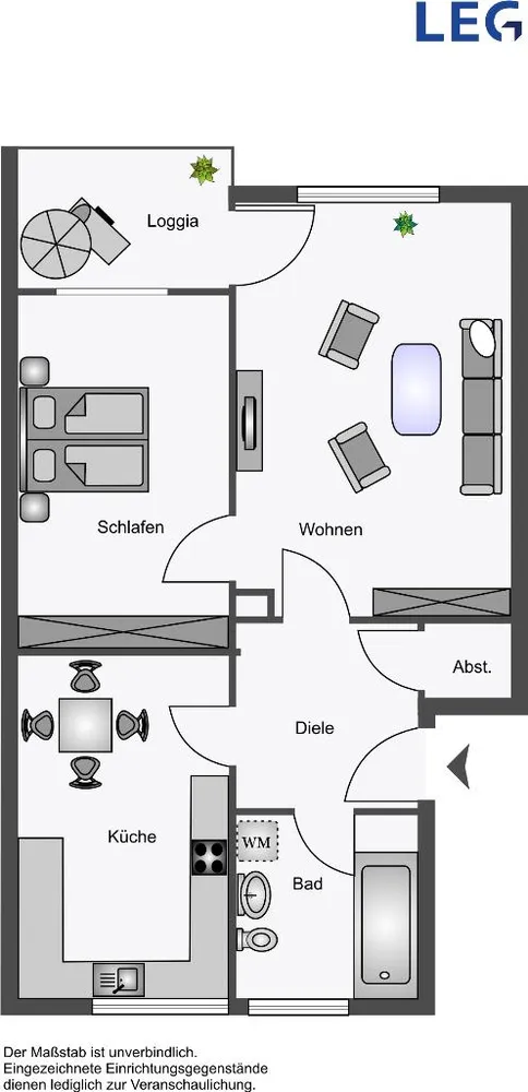 2 Zimmer Wohnung mit 62 m² in Münster – Bild 1