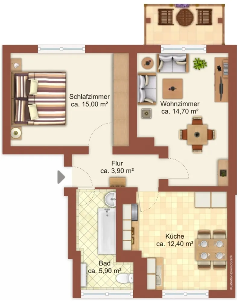 2 Zimmer Wohnung mit 50 m² in Halle (Saale) – Bild 2
