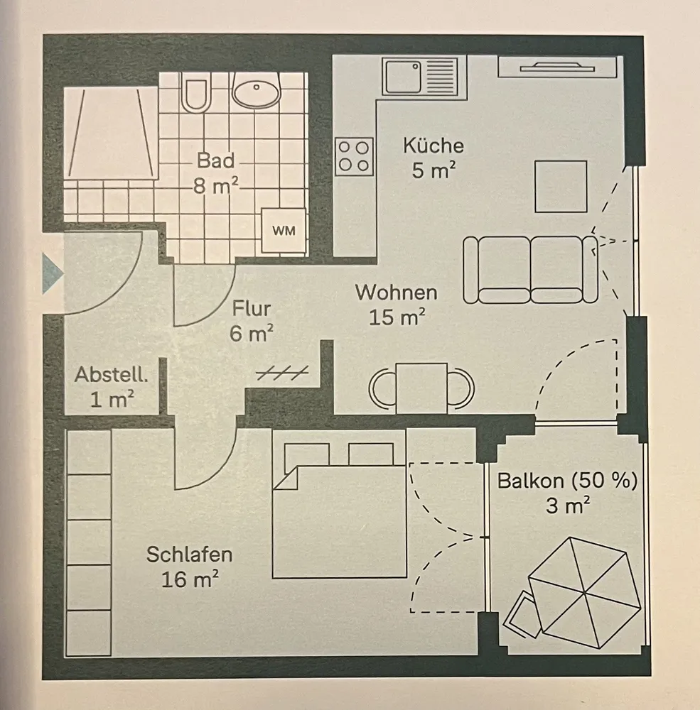 2 room apartment with 58 m² in Düsseldorf – Photo 1
