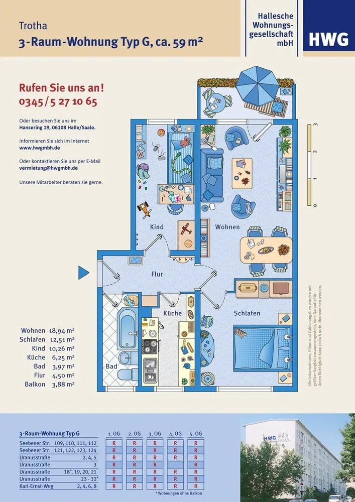 3 Zimmer Wohnung mit 59 m² in Halle (Saale) – Bild 2