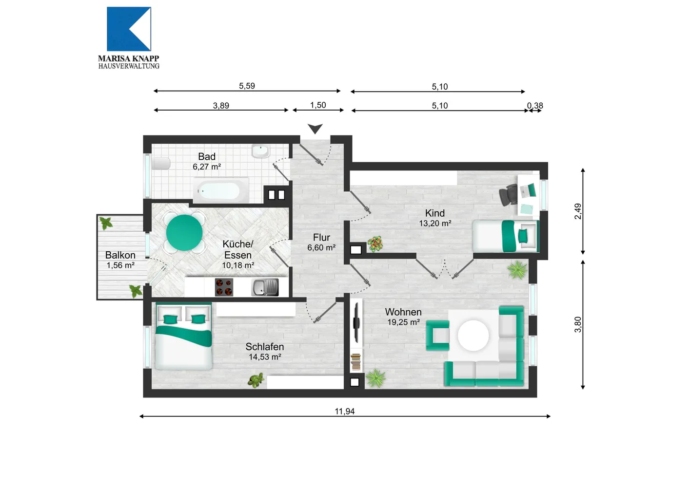 3 Zimmer Wohnung mit 72 m² in Chemnitz – Bild 2