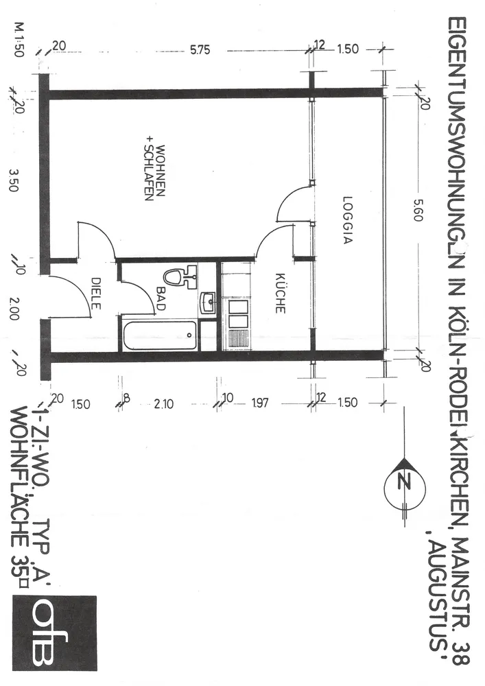 1 Zimmer Wohnung mit 35 m² in Köln – Bild 2