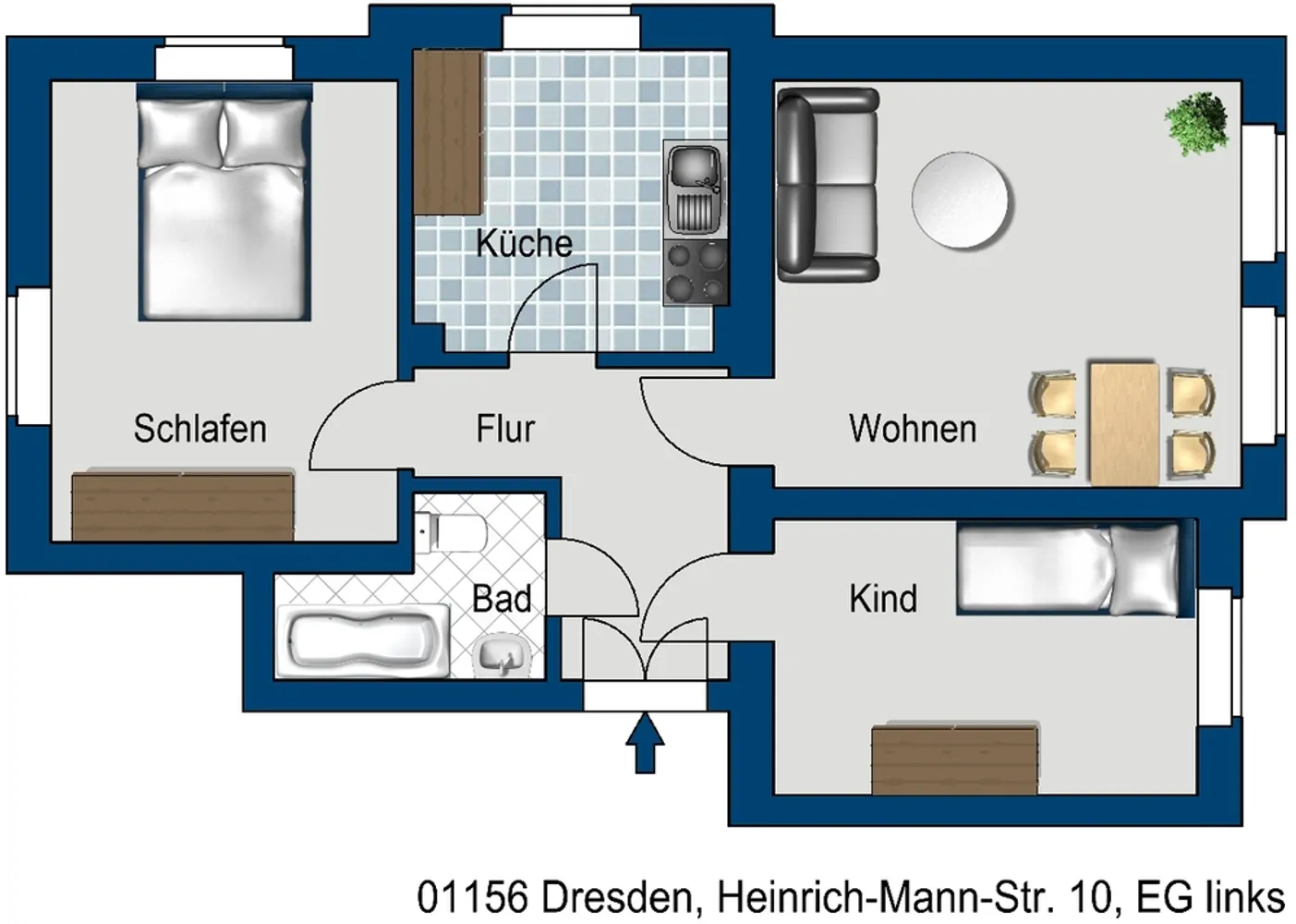 3 Zimmer Wohnung mit 55 m² in Dresden – Bild 2