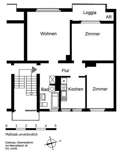 3 Zimmer Wohnung mit 66 m² in Duisburg – Bild 2