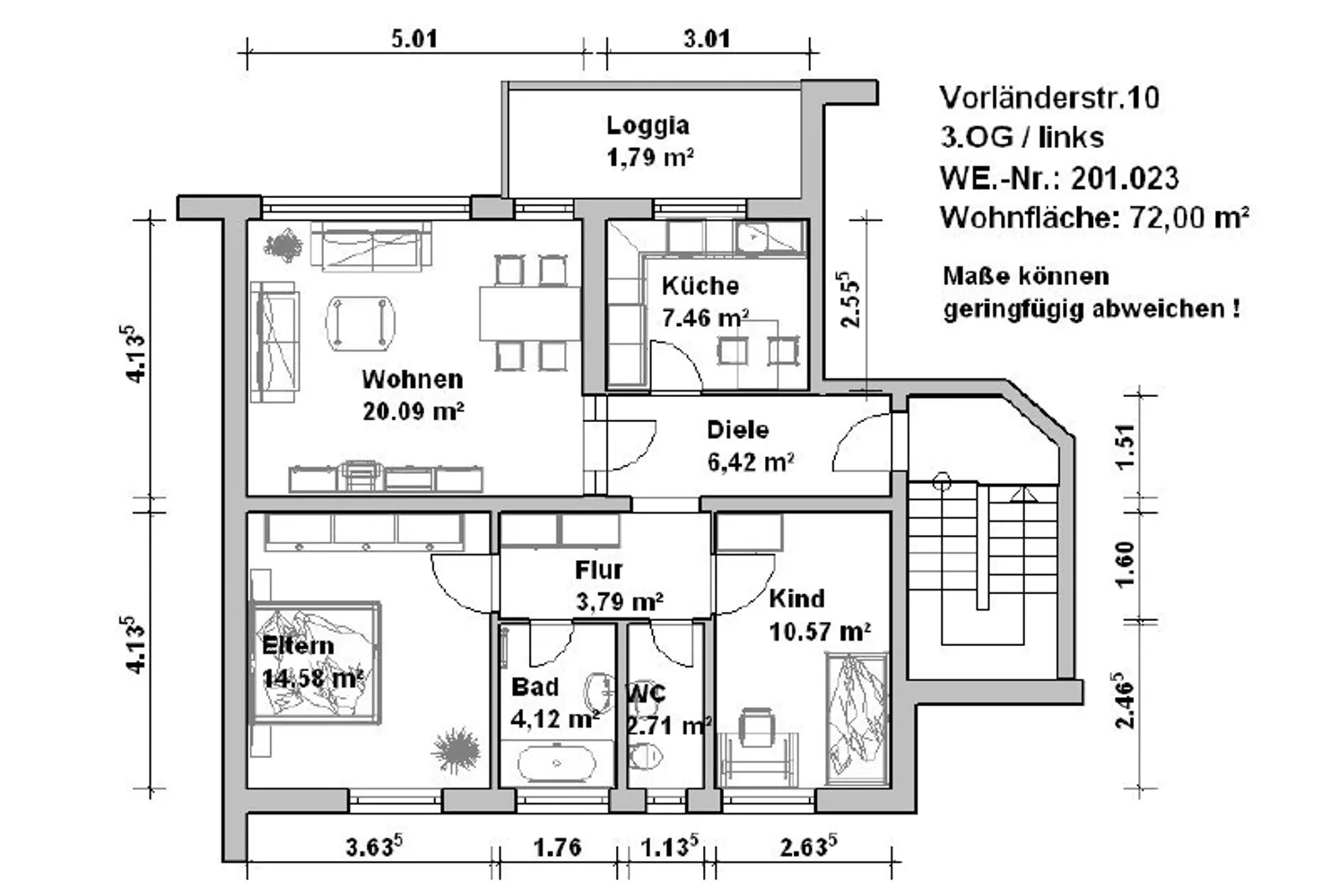 3 Zimmer Wohnung mit 72 m² in Minden – Bild 1