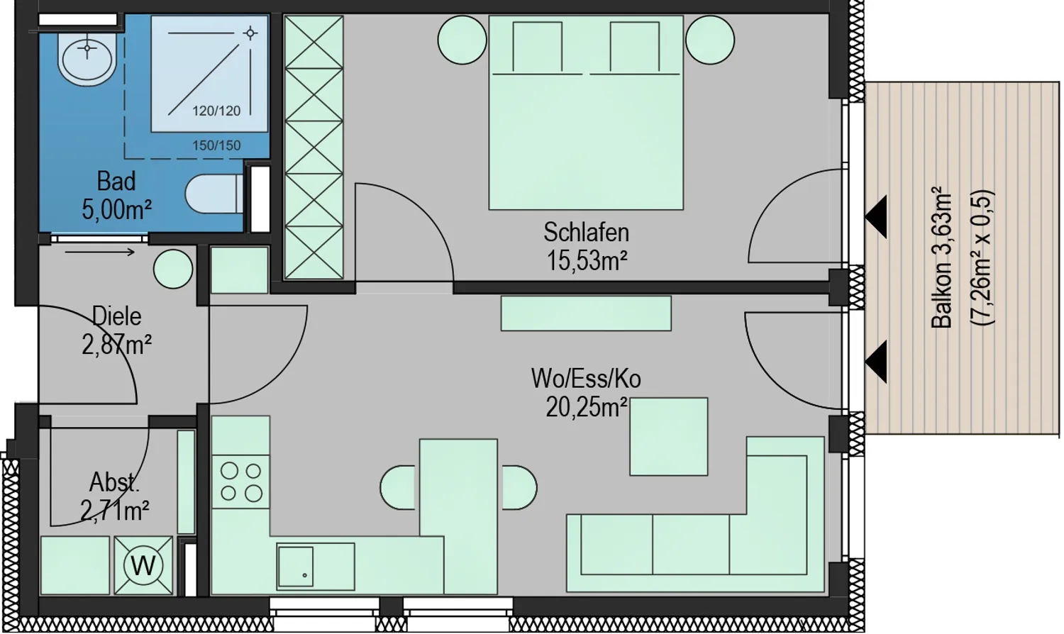 2 room apartment with 50 m² in Limburg an der Lahn – Photo 3