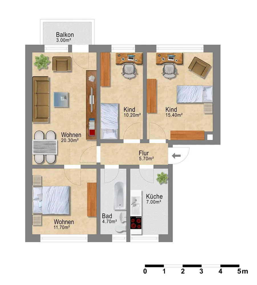 4 Zimmer Wohnung mit 75 m² in Leipzig – Bild 3