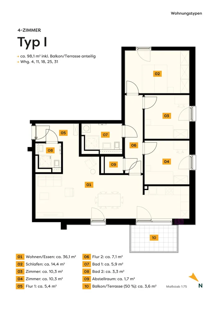 4 Zimmer Wohnung mit 98 m² in Bremen – Bild 2