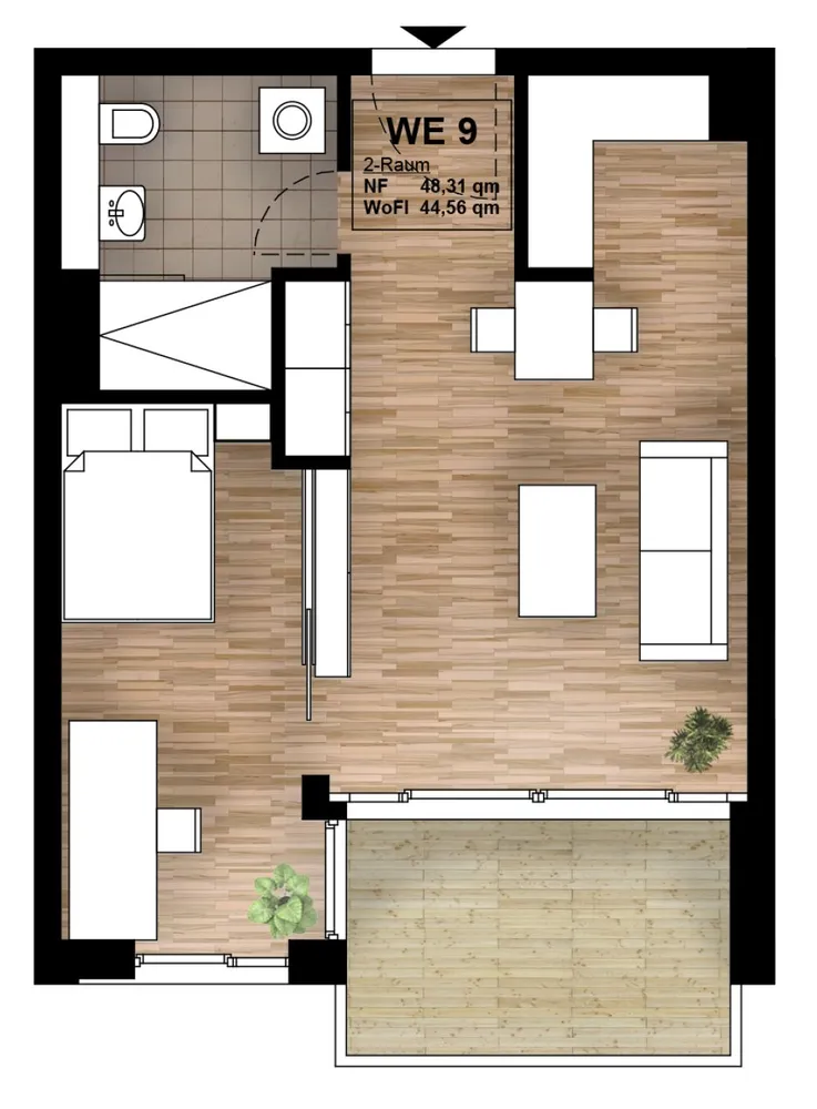2 Zimmer Wohnung mit 45 m² in Leipzig – Bild 2