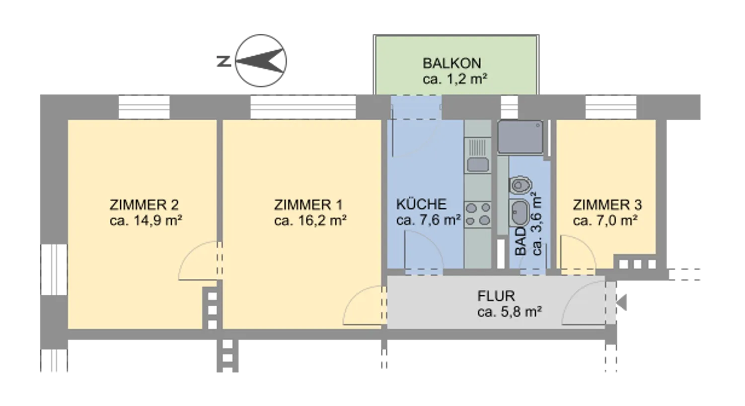 3 Zimmer Wohnung mit 56 m² in Hamburg – Bild 3