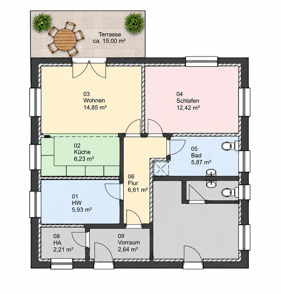 2 Zimmer Wohnung mit 59 m² in Coswig – Bild 2
