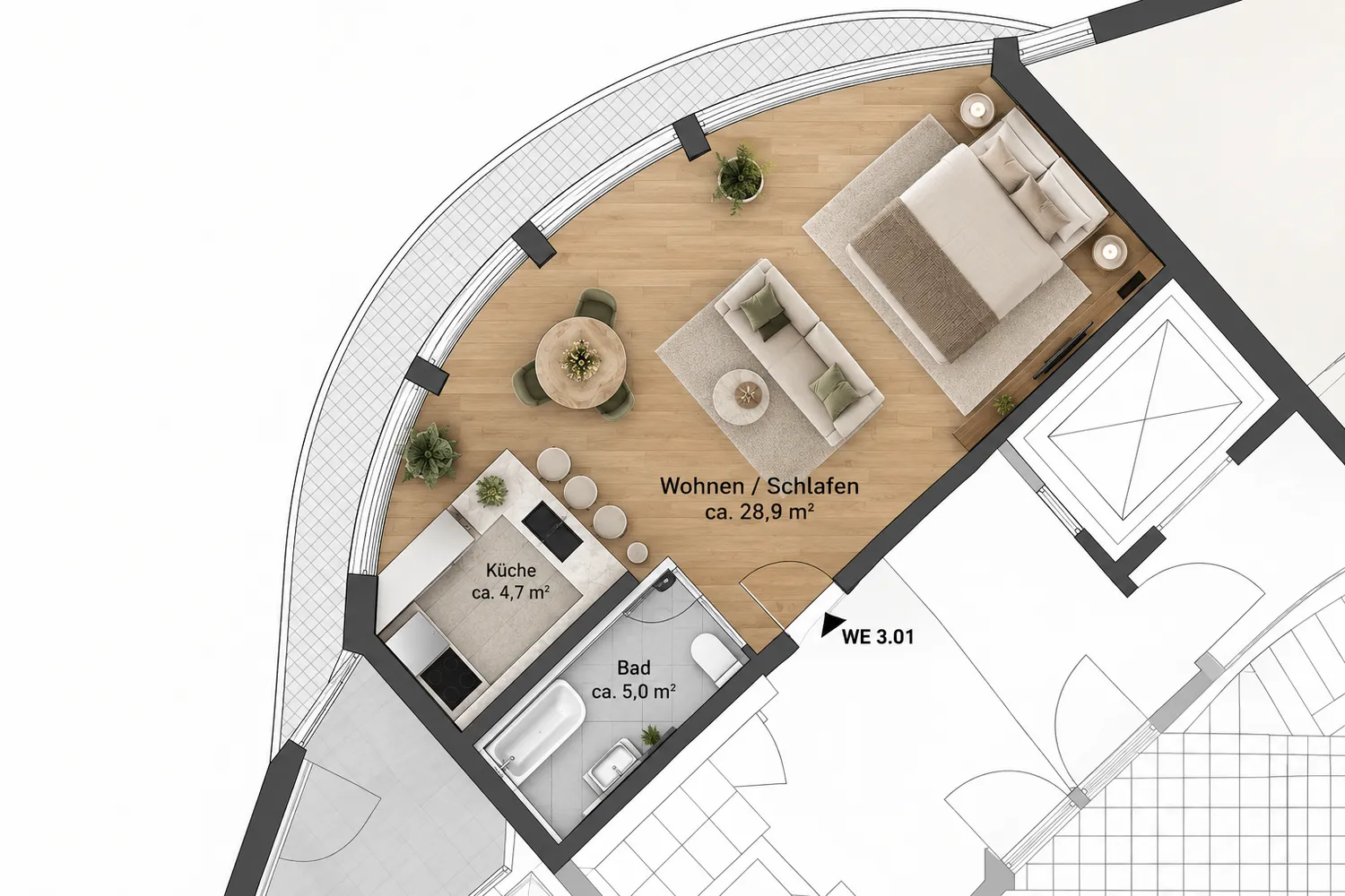 1 Zimmer Wohnung mit 37 m² in München – Bild 5