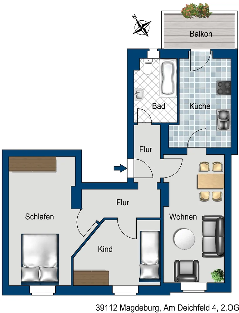 3 room apartment with 66 m² in Magdeburg – Photo 2