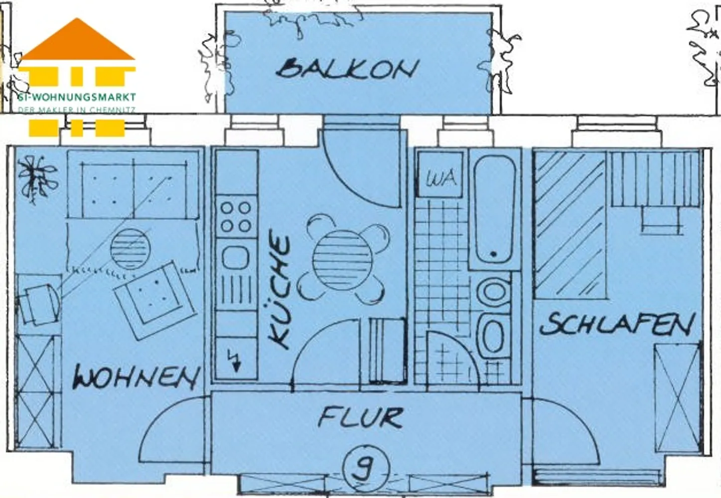 2 room apartment with 46 m² in Chemnitz – Photo 2