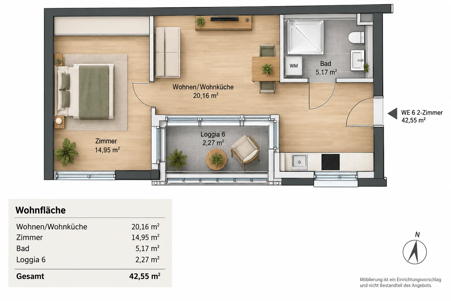 2 room apartment with 43 m² in Cologne – Photo 4