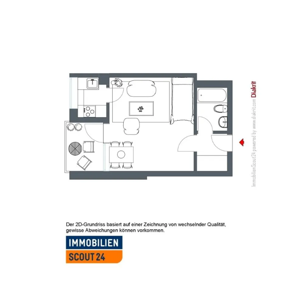 1 Zimmer Wohnung mit 31 m² in Kassel – Bild 2