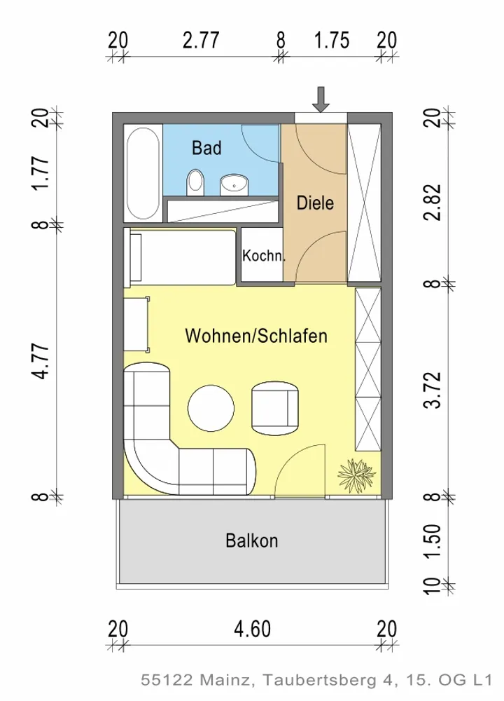 1 Zimmer Wohnung mit 32 m² in Mainz – Bild 2