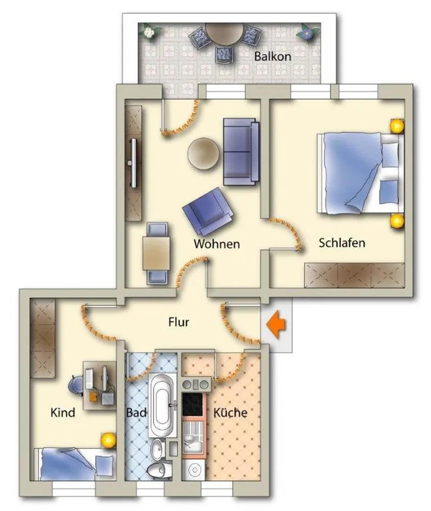 3 Zimmer Wohnung mit 61 m² in Freiberg – Bild 3