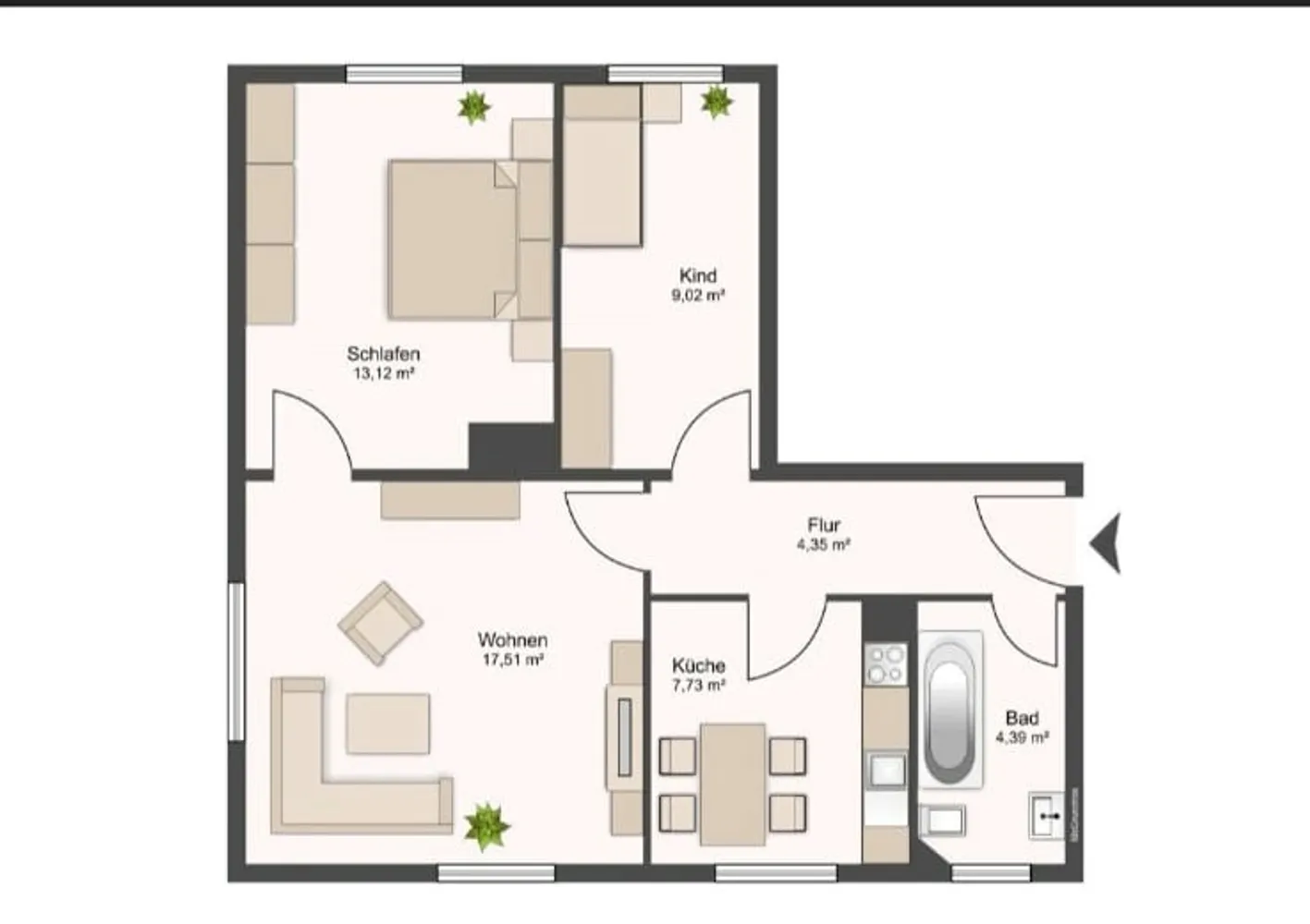 1 Zimmer Wohnung mit 57 m² in Augsburg – Bild 3