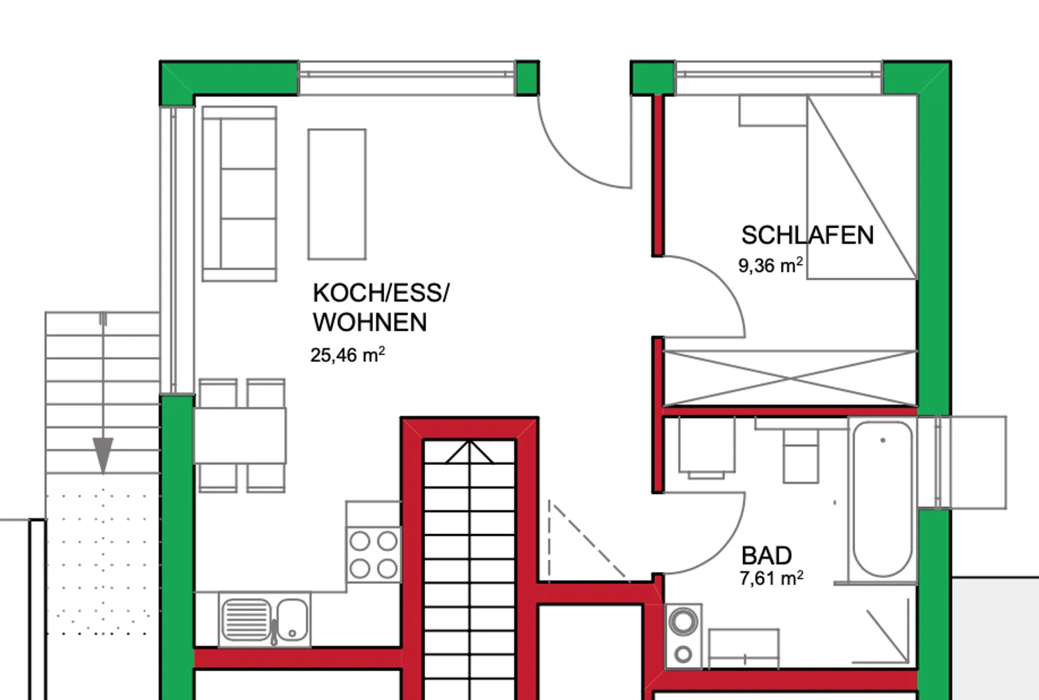 3 Zimmer Wohnung mit 43 m² in Ulm – Bild 3