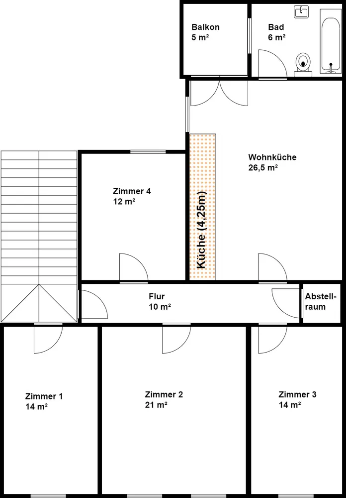5 Zimmer Wohnung mit 110 m² in Karlsruhe – Bild 2
