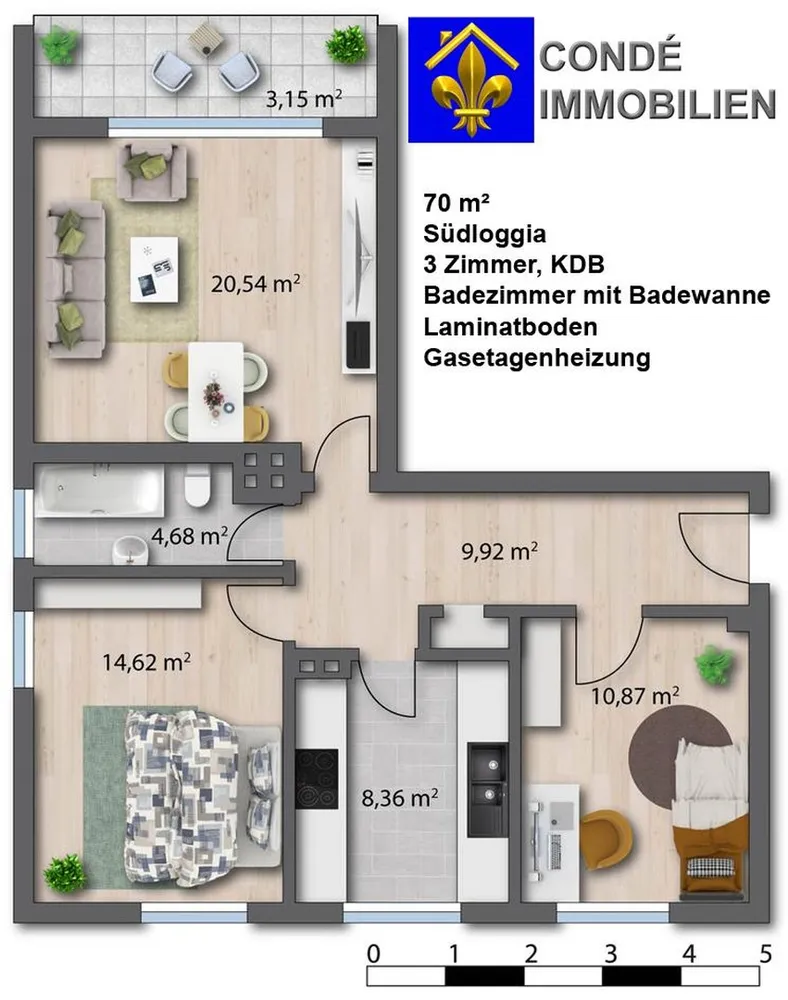 3 Zimmer Wohnung mit 70 m² in Wuppertal – Bild 1
