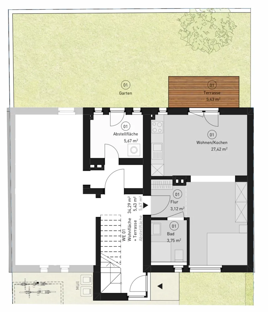 1 Zimmer Wohnung mit 39 m² in Münster – Bild 9
