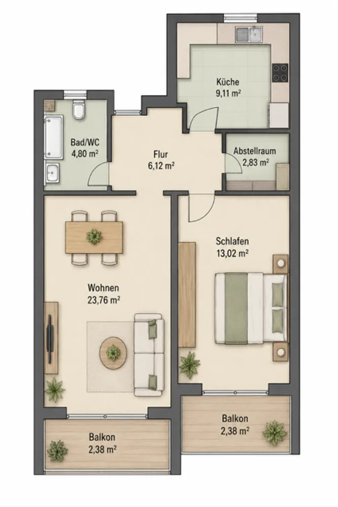 2 Zimmer Wohnung mit 67 m² in Straubing – Bild 6