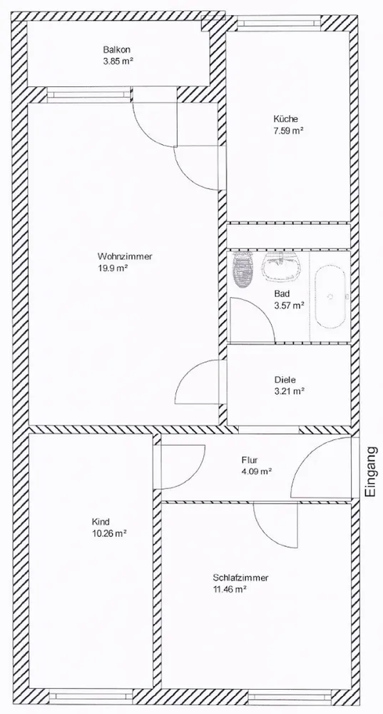 3 Zimmer Wohnung mit 63 m² in Rostock – Bild 1