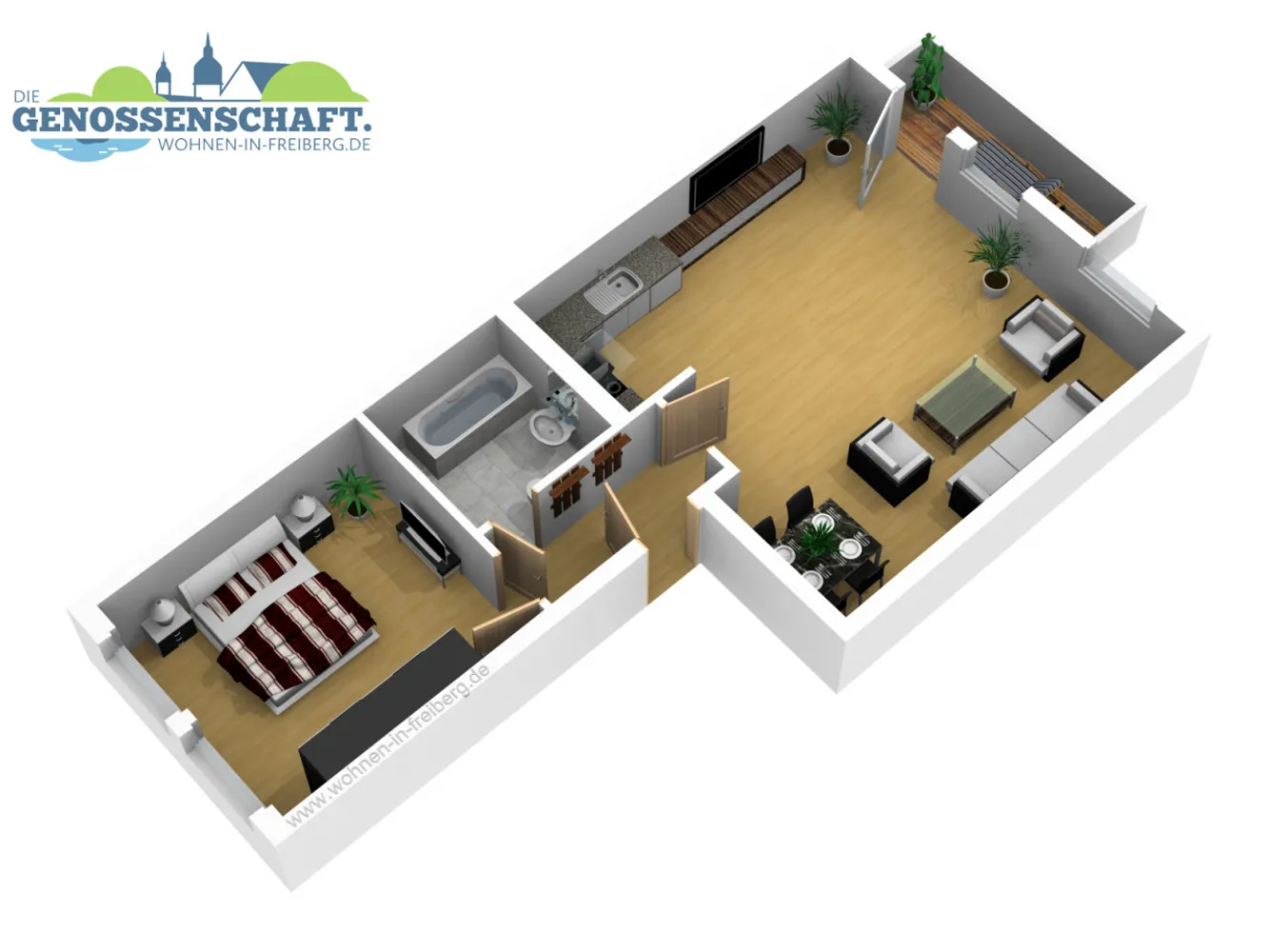 2 Zimmer Wohnung mit 55 m² in Freiberg – Bild 12