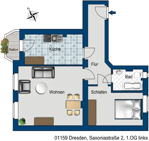 2 Zimmer Wohnung mit 60 m² in Dresden – Bild 2