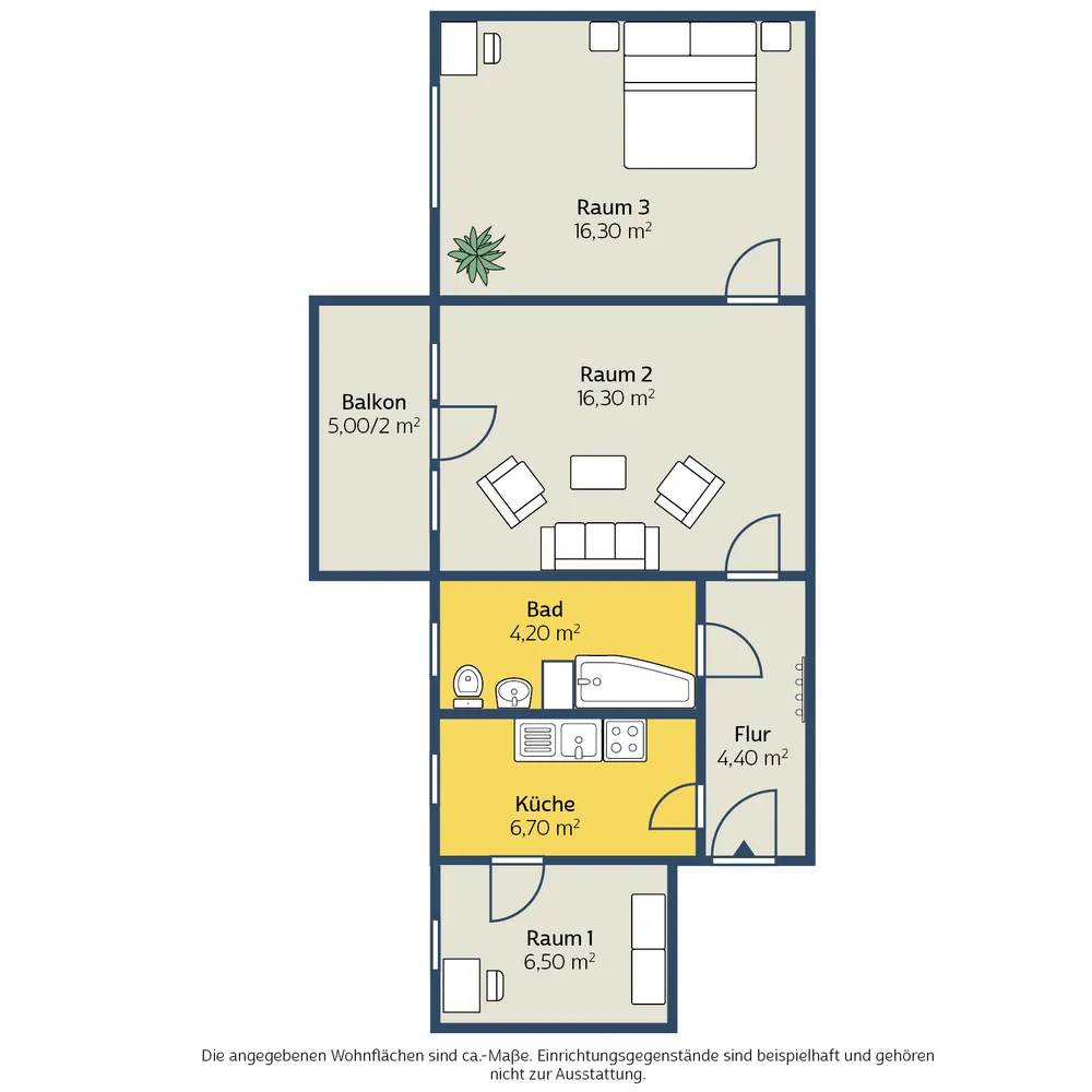 3 Zimmer Wohnung mit 57 m² in Leipzig – Bild 2