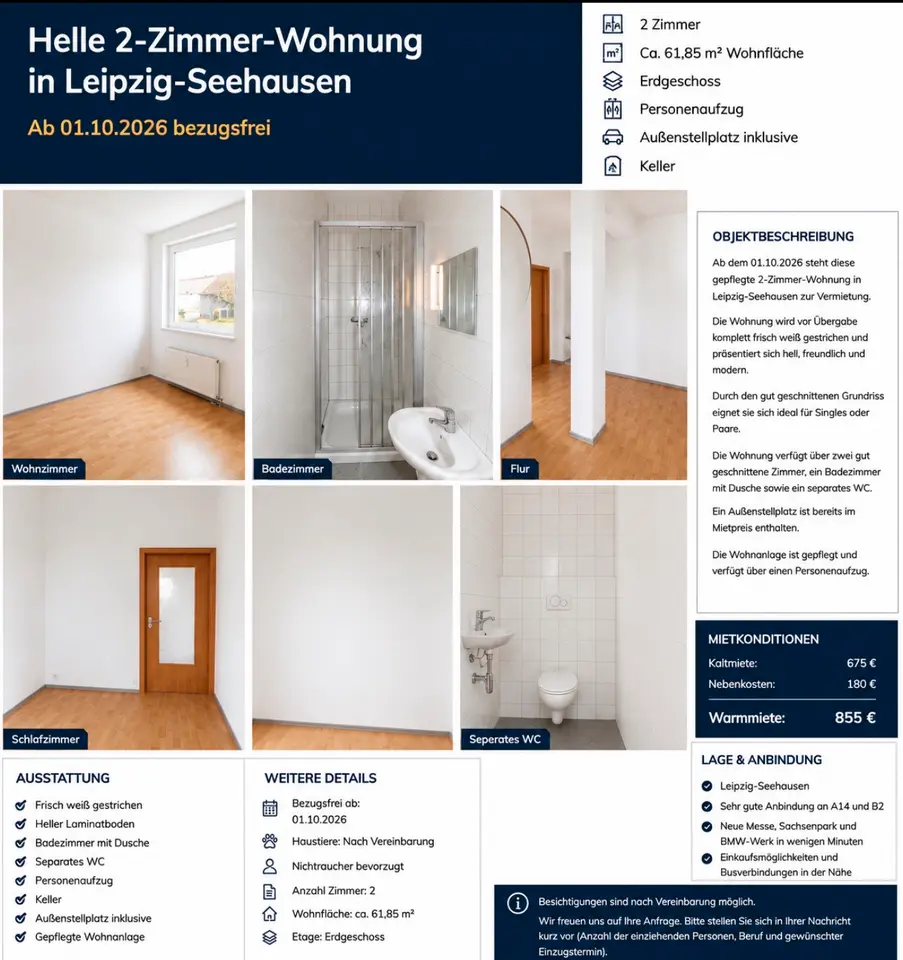 2 Zimmer Wohnung mit 62 m² in Leipzig – Bild 1