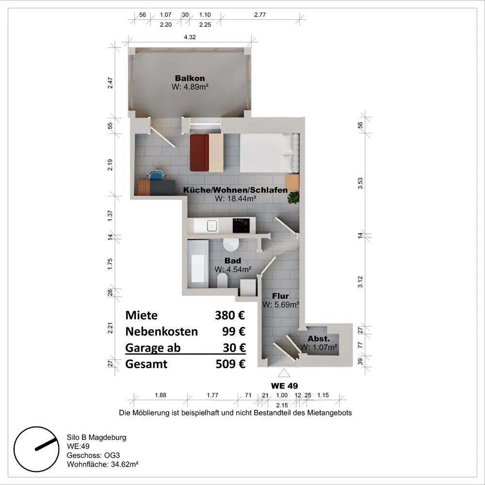 1 room apartment with 35 m² in Magdeburg – Photo 8