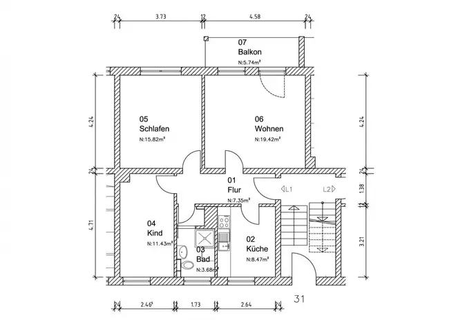3 Zimmer Wohnung mit 69 m² in Magdeburg – Bild 2