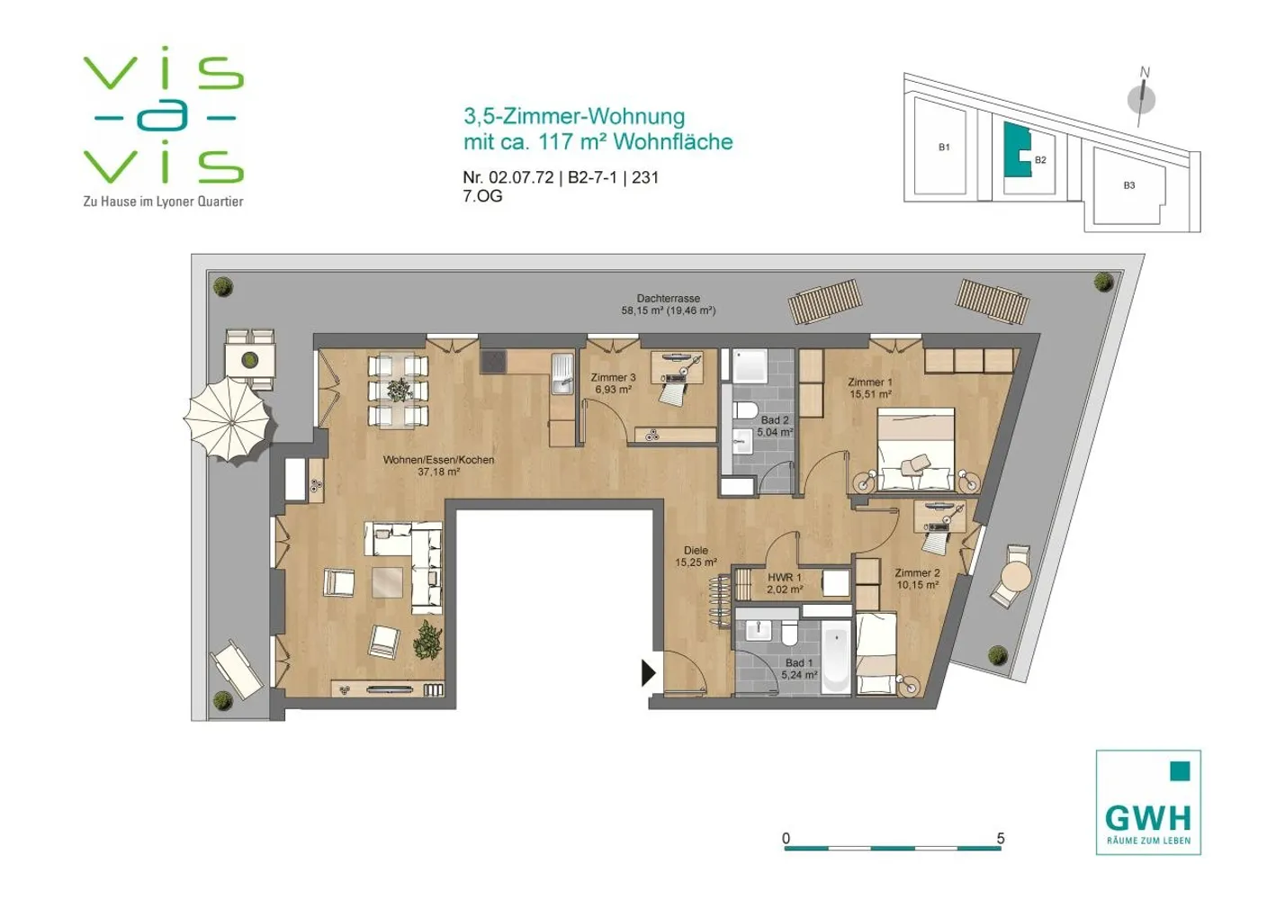 4 Zimmer Wohnung mit 117 m² in Frankfurt am Main – Bild 2