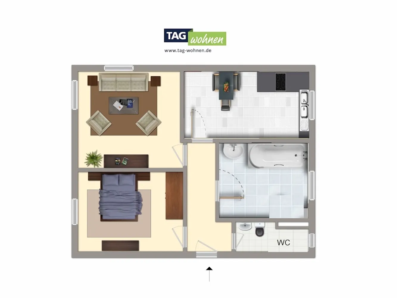 2 Zimmer Wohnung mit 56 m² in Meiningen – Bild 2