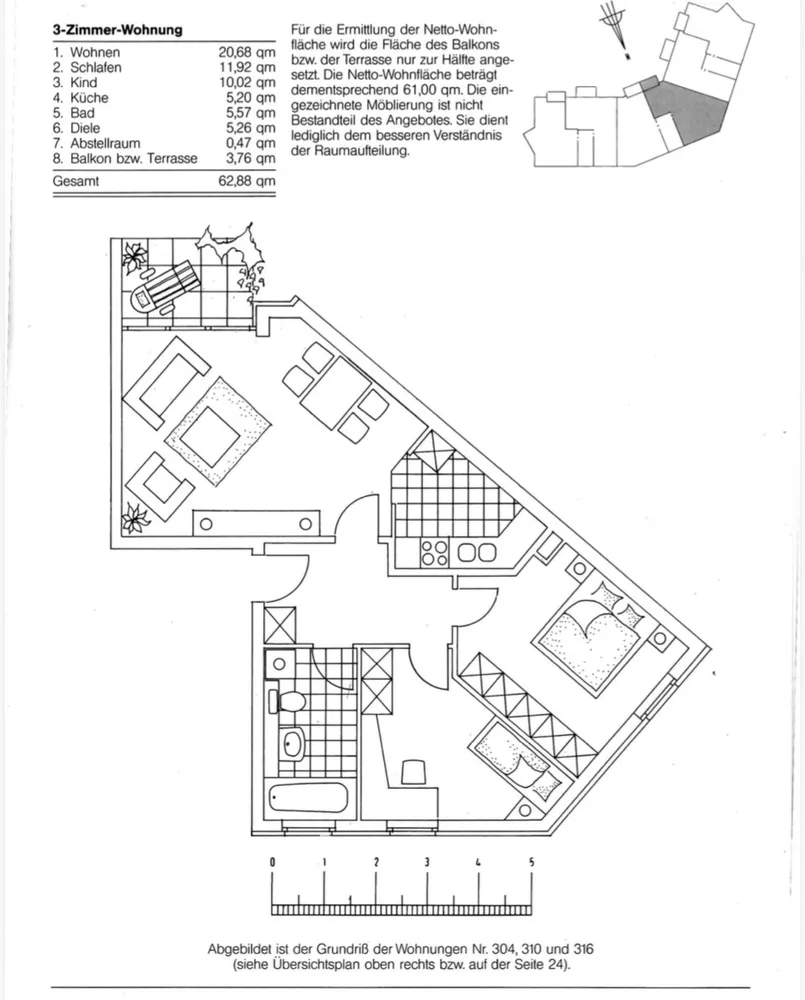 3 Zimmer Wohnung mit 59 m² in Mainz – Bild 1