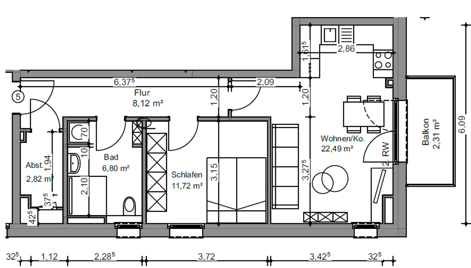 2 Zimmer Wohnung mit 54 m² in Hamburg – Bild 2